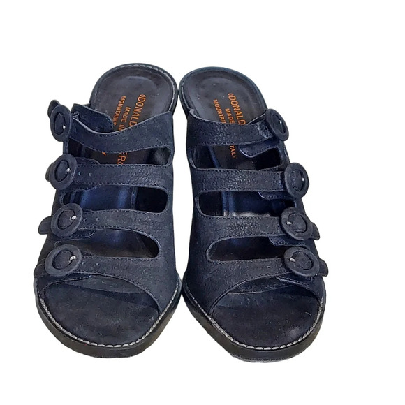 Donald J Pliner Black Suede Strappy Buckled Heeled Sandals‎ Mules - Picture 2 of 15